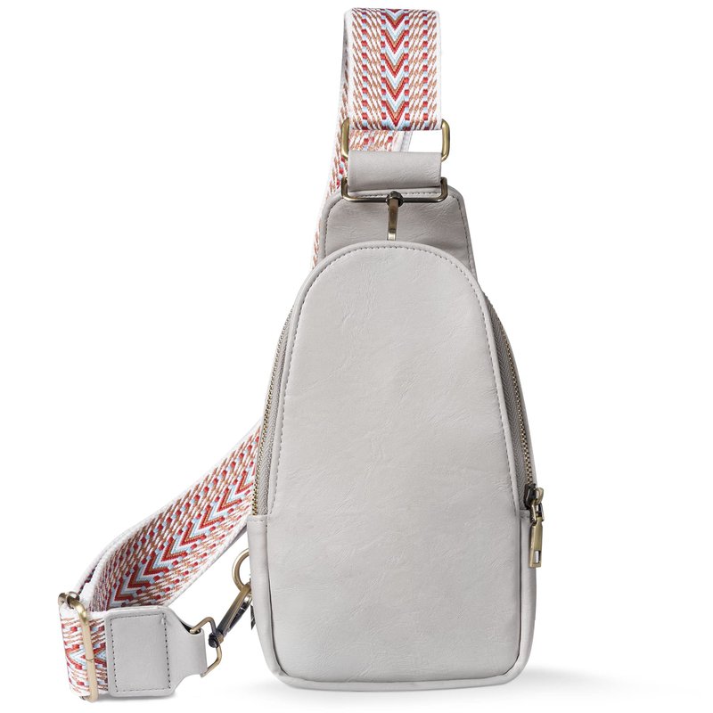 KFXFENQ PU Leather Sling Bag, Small Crossbody Sling Backpack Multipurpose Chest Bag for Women Cycling (Grey)