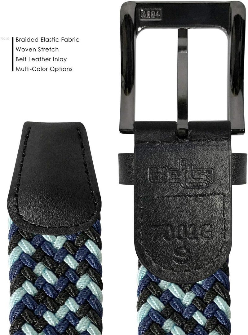 Braided Elastic Stretch Belt - Casual Woven Canvas Golf Belt | 1-3/8" Wide