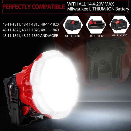 Adisipsoarin 2400LM LED Camping Lantern for Milwaukee m18 Battery, 24W LED Work Light for Car Repairing , Camping, Emergency and Hurricane, Hiking, Fishing (Battery not Included)