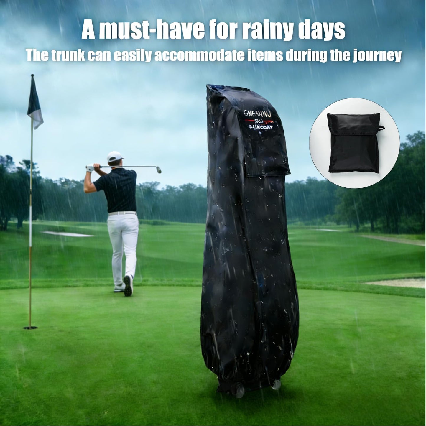 GMFanwu Golf Bag Rain Cover Waterproof, Heavy Duty Nylon Golf Bag Cover, Full Protection Against Rain & Dust, Universal Golf Bag Rain Hood for Travel