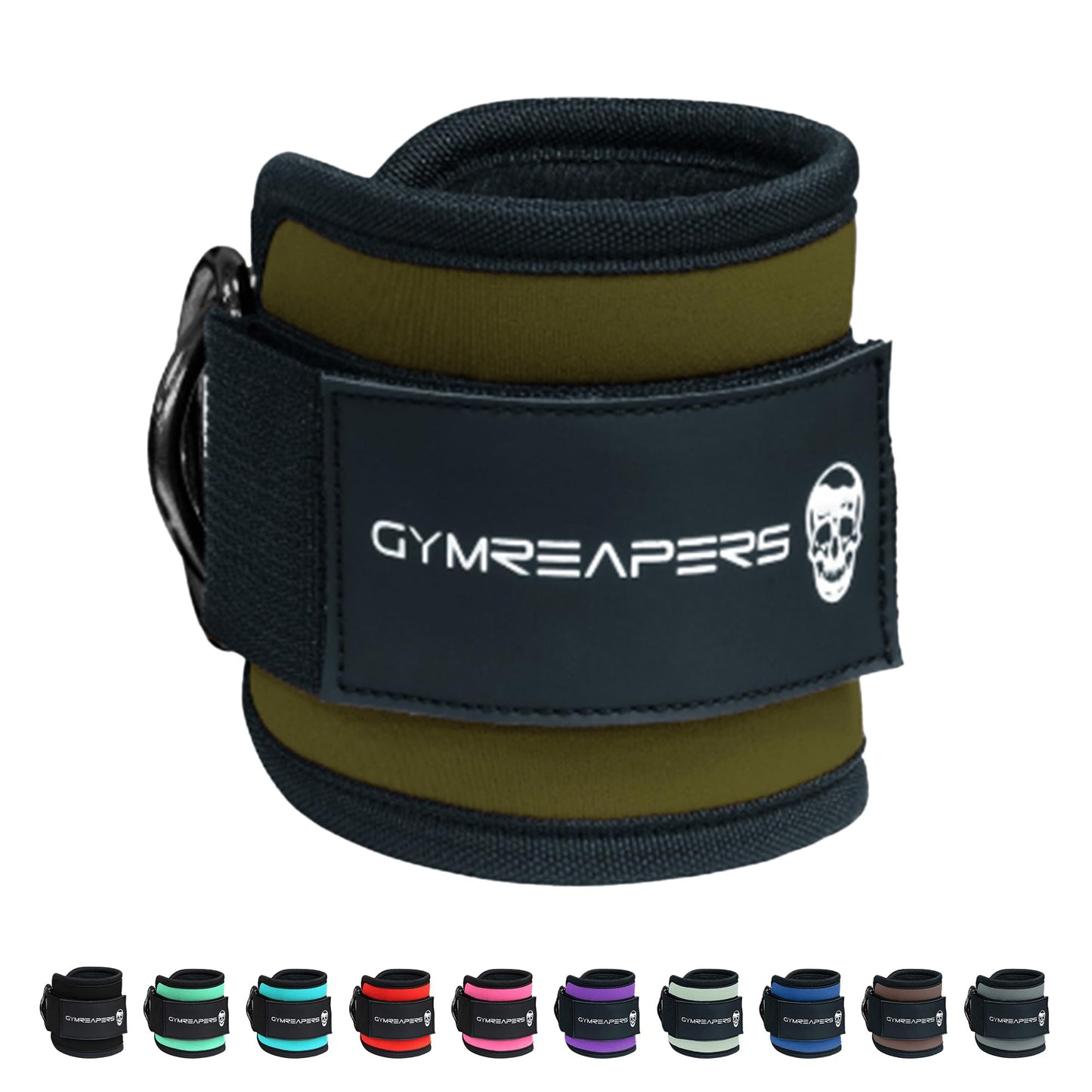 Gymreapers Ankle Straps (Pair) For Cable Machine Kickbacks, Glute Workouts, Lower Body Exercises - Adjustable Leg Straps with Neoprene Padding (Ranger Green, Pair)