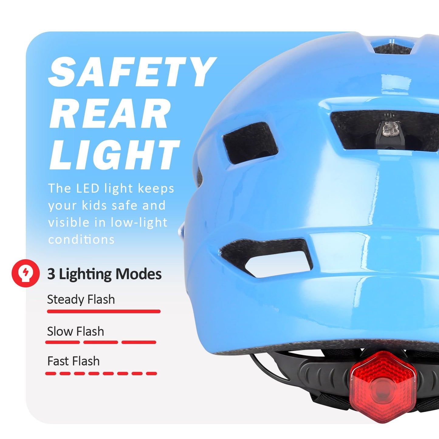 Kids Bike Helmet, Adjustable Toddler Youth Helmet with Detachable Visor & LED Light for 3-5/5-8/8-12 Years Boys Girls, Multi-Sport Helmet for Bicycle Cycling Scooter Skating