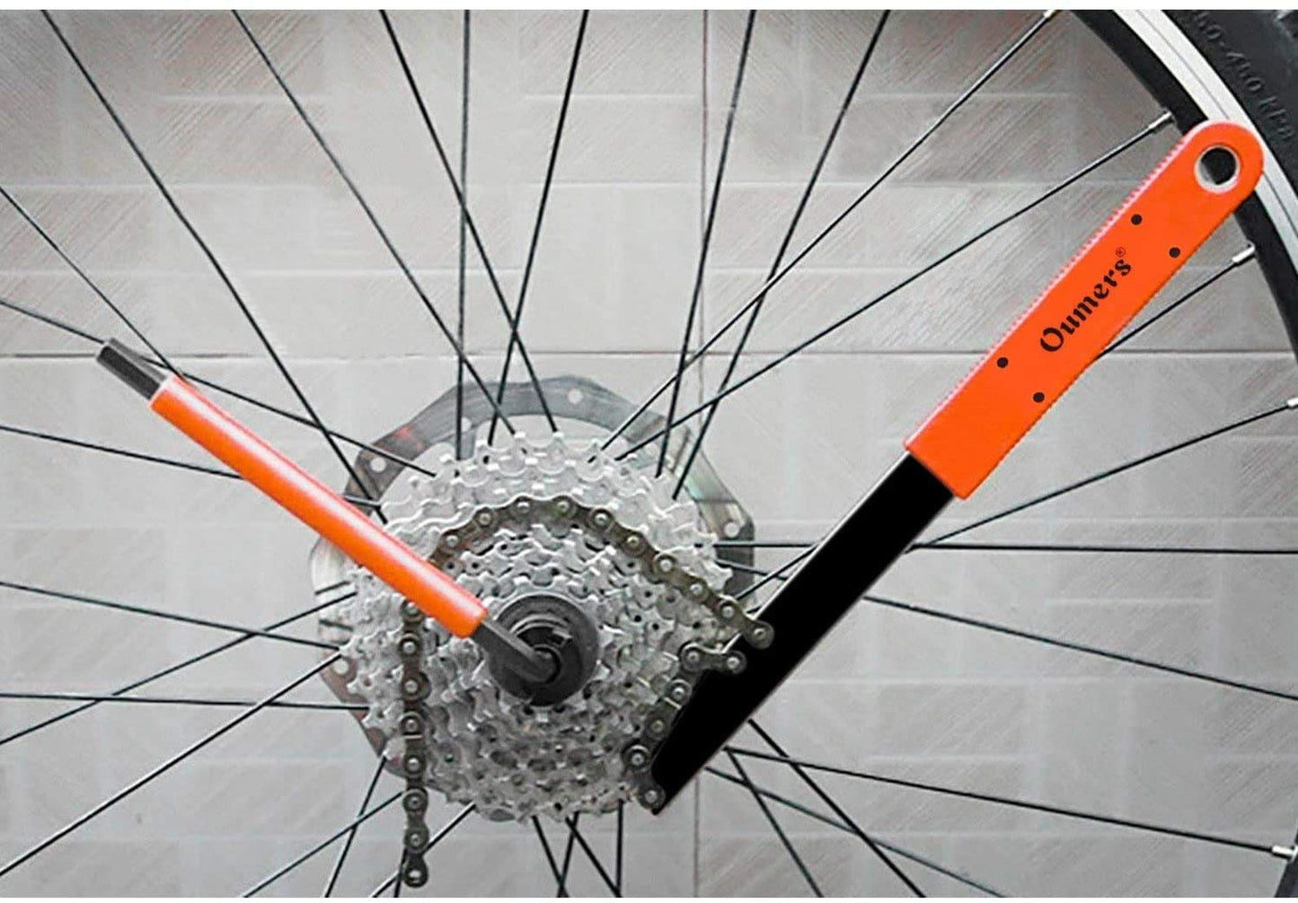 Oumers Bike Cassette Removal Tool, Cassette Freewheel Removal Tool with Chain Whip and Auxiliary Wrench Bicycle Cassette Lock Ring Extractor, Freewheel Remover Wrench Sprocket Remover