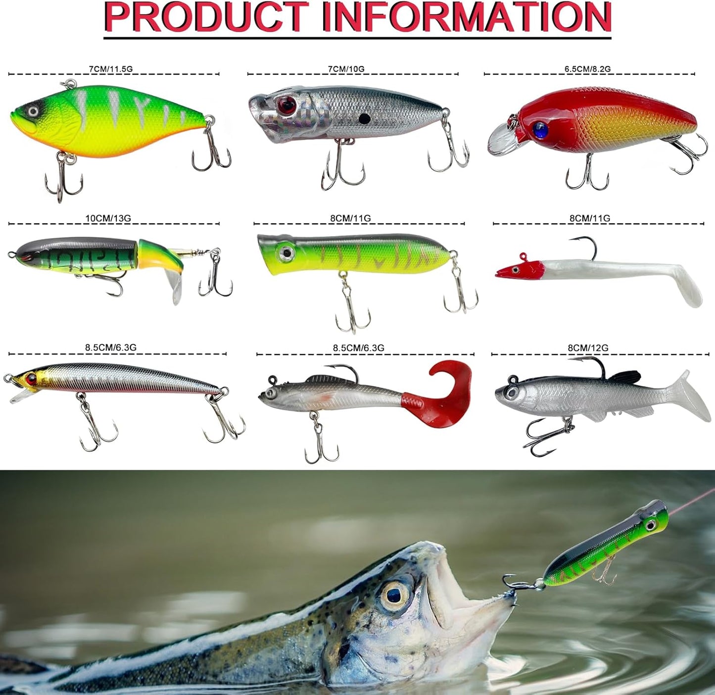 Fishing Lures Kit - 346-Piece Tackle Box Set with Crankbait, Minnow, Spinnerbaits & More for Freshwater/Saltwater Fishing