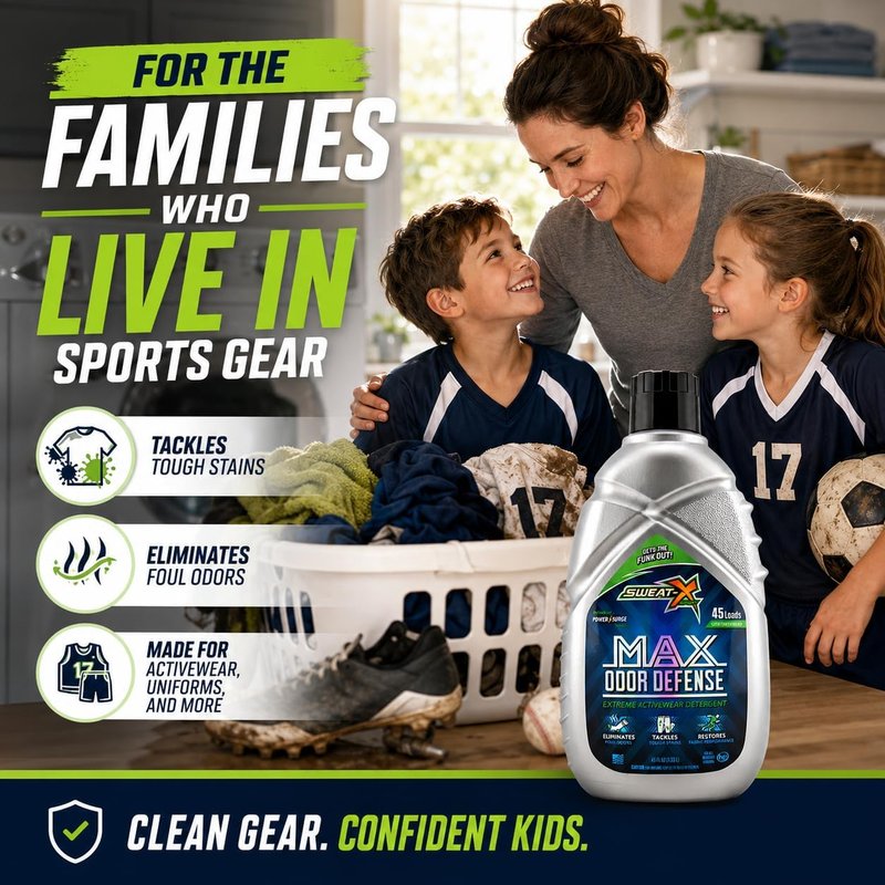 Max Odor Defense Laundry Detergent - Natural Liquid for Activewear & Sensitive Skin | 45 Loads