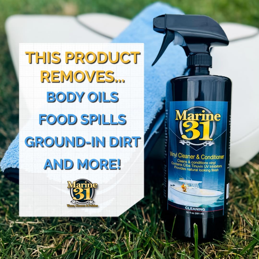 Marine 31 Vinyl Cleaner & Conditioner - UV Protection & Long-Lasting Shine | 32 oz Safe for Boats & Car Interiors