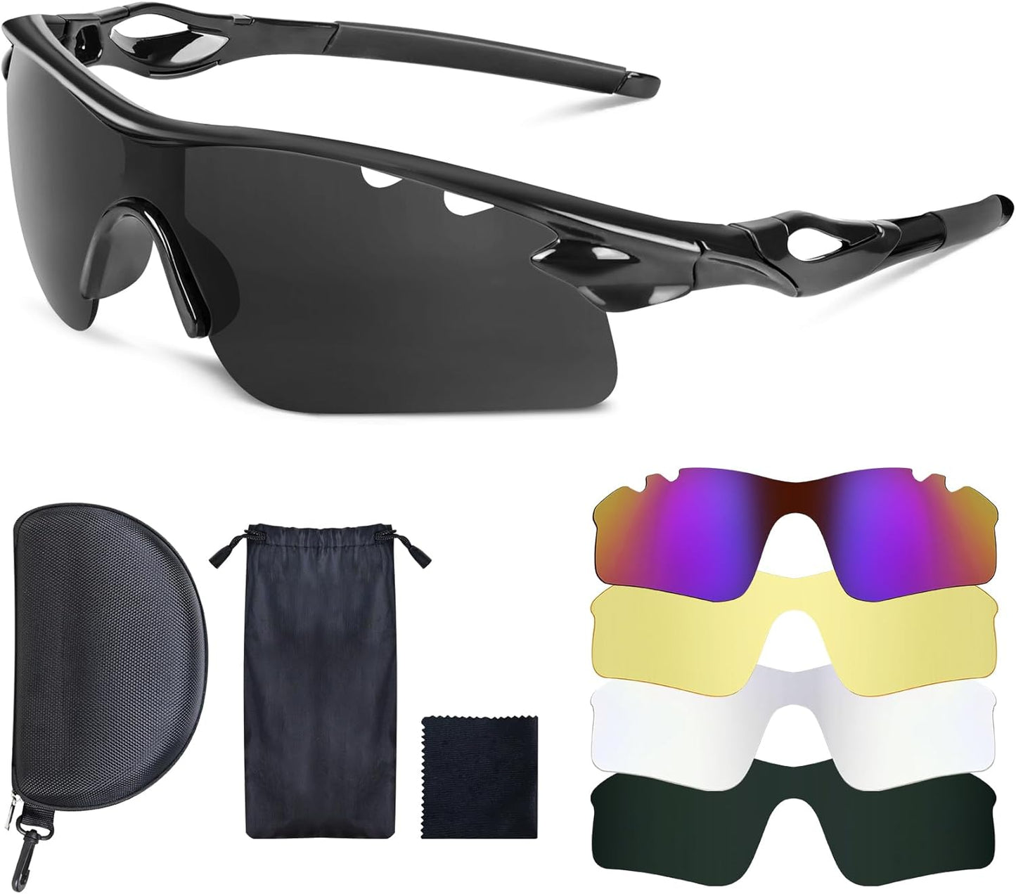 Shooting Glasses - Anti-Fog Safety Glasses with 5 Interchangeable Lenses | Unisex Carrying Case Included