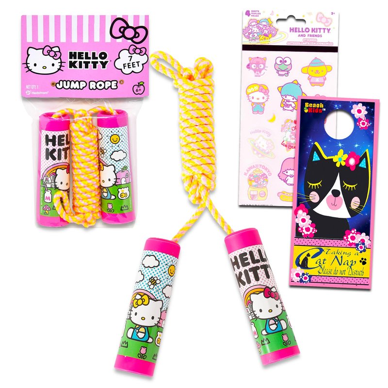 Hello Kitty Jump Rope for Kids - Hello Kitty Outdoor Playset Bundle with Hello Kitty Skipping Rope for Girls Plus Stickers, More | Hello Kitty Jumping Rope Fun Toy and Fitness