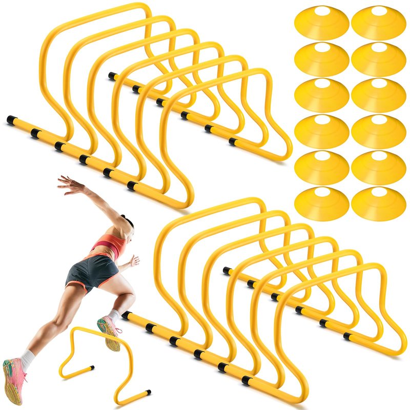 Gemscream 12 Pcs 12 Inch Agility Hurdles Training Equipment Agility Hurdles and Marker Cone Set Disc Cones Speed and Training Obstacle for Athletes Sports Soccer Football Tennis Basketball(Orange)