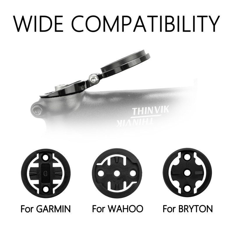 Thinvik Aluminum Alloy Bike Computer Stem Mount for Garmin Wahoo Bryton - Angle Adjustable,Hinge Feature