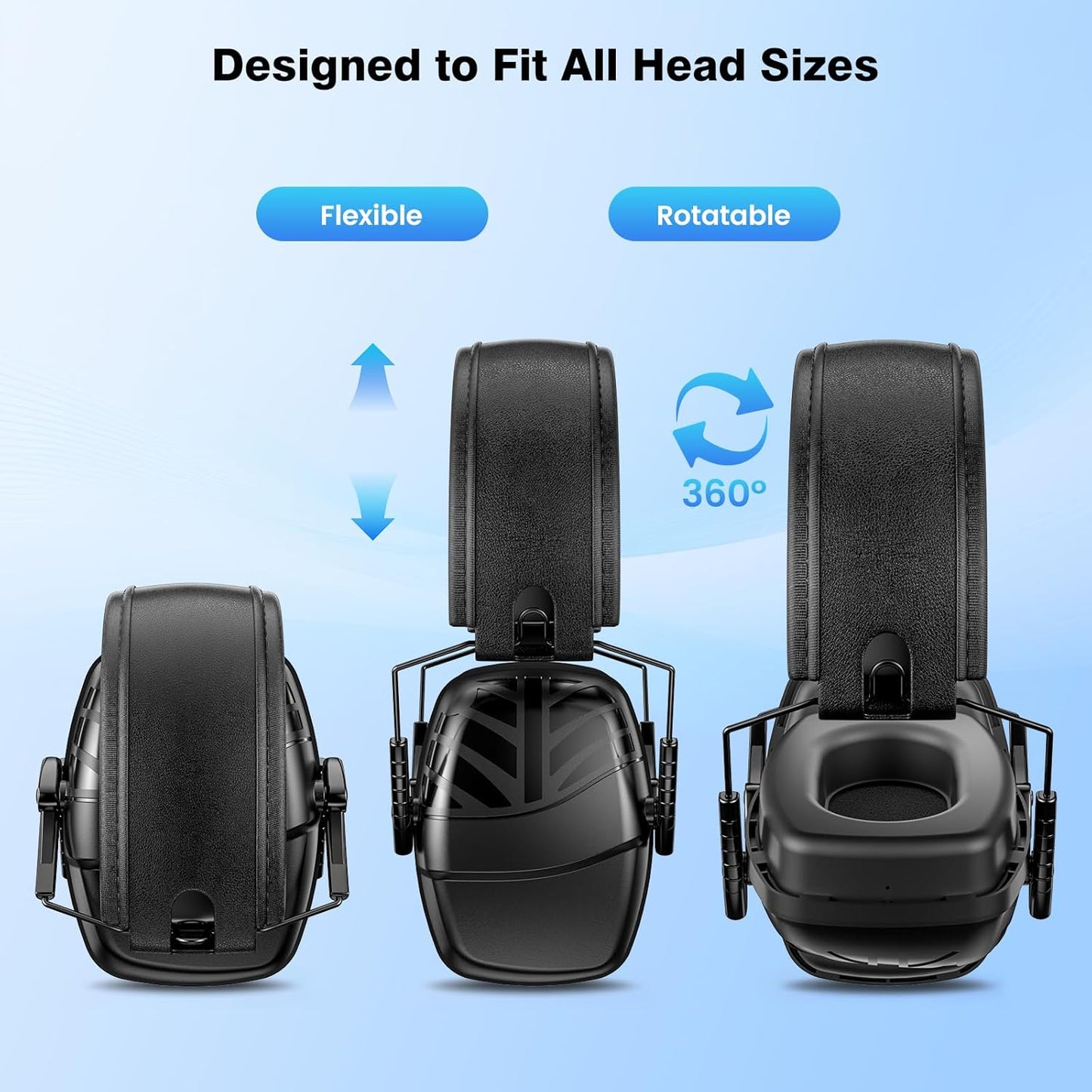 Link Dream Ear Protection - NRR 35dB Noise Canceling Ear Muffs with Adjustable Headband for Shooting | 2-Pack