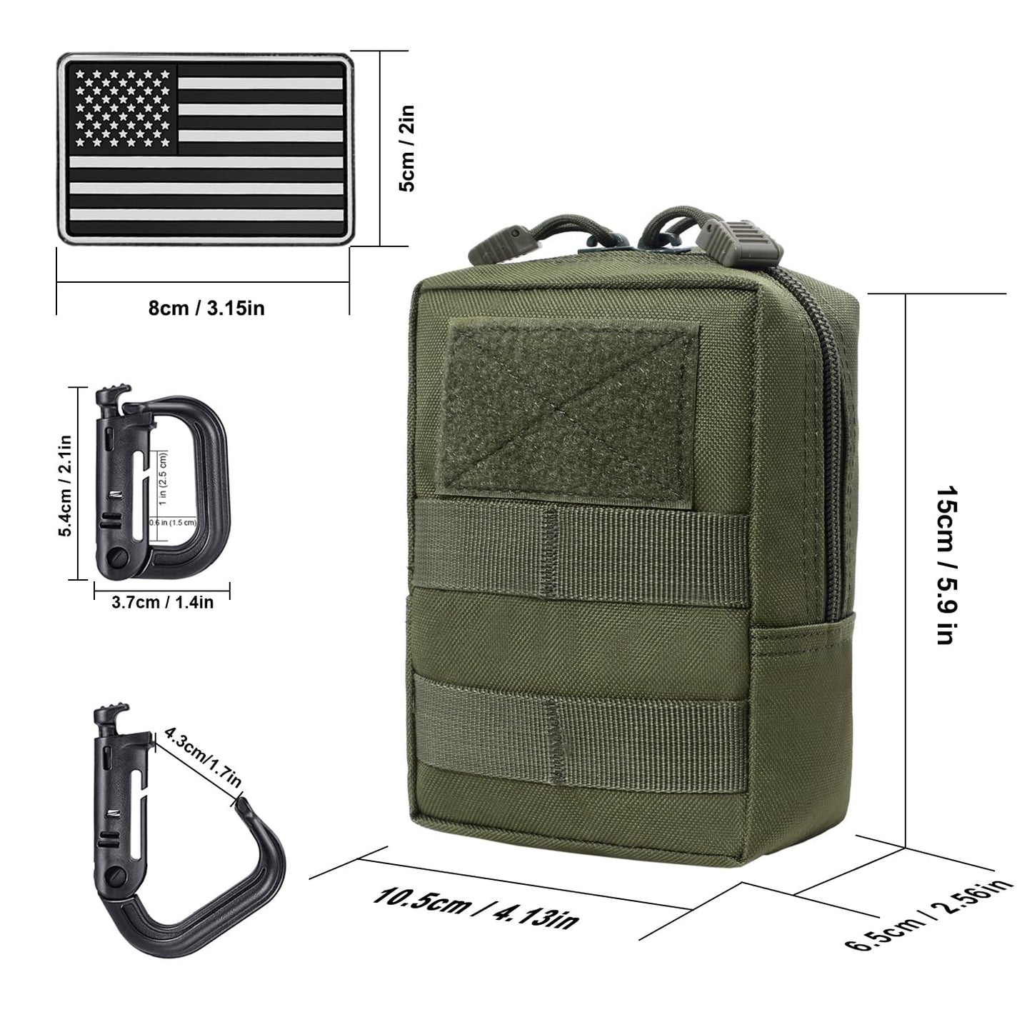 2 Pack Tactical Molle Pouch - Premium Durable Utility Bag for Military, Hiking, Camping, Hunting, EDC & Duty Belts, Backpacks and Vests (US-OD)