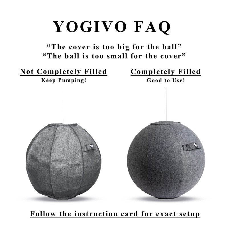 YOGIVO Sitting Ball Chair for Home Office Desk - Exercise and Stability Ball for Fitness, Pilates, and Ergonomic Balance - Includes Cover and Pump