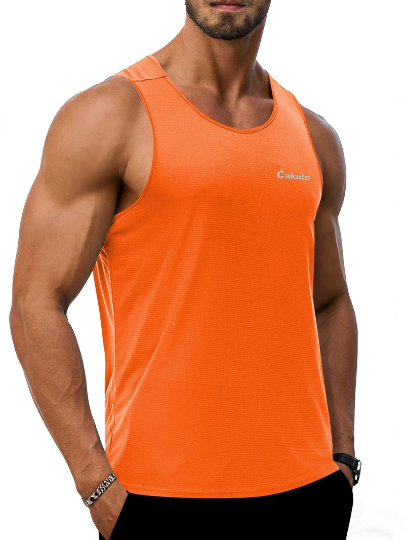 Cakulo Mens Tank Tops Big and Tall Swim Shirts Running Quick Dry Workout Sleeveless Summer Pack Grey/Neon Orange/Green 2XL