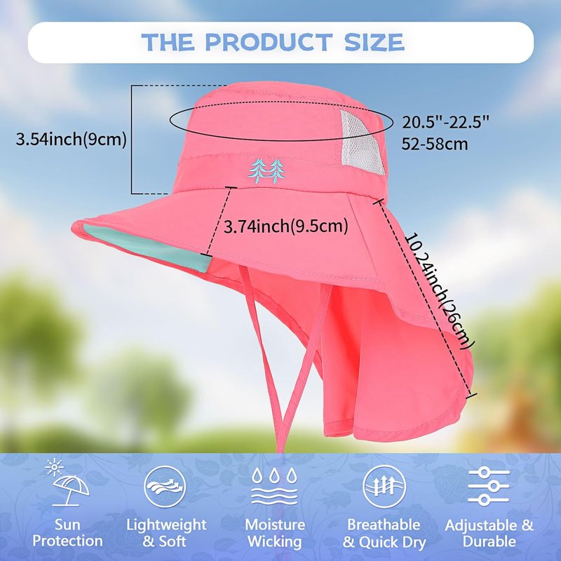 Ponytail Sun Hat - UPF 50+ Wide Brim for Hiking, Camping & Fishing | Light Gray & Watermelon Red