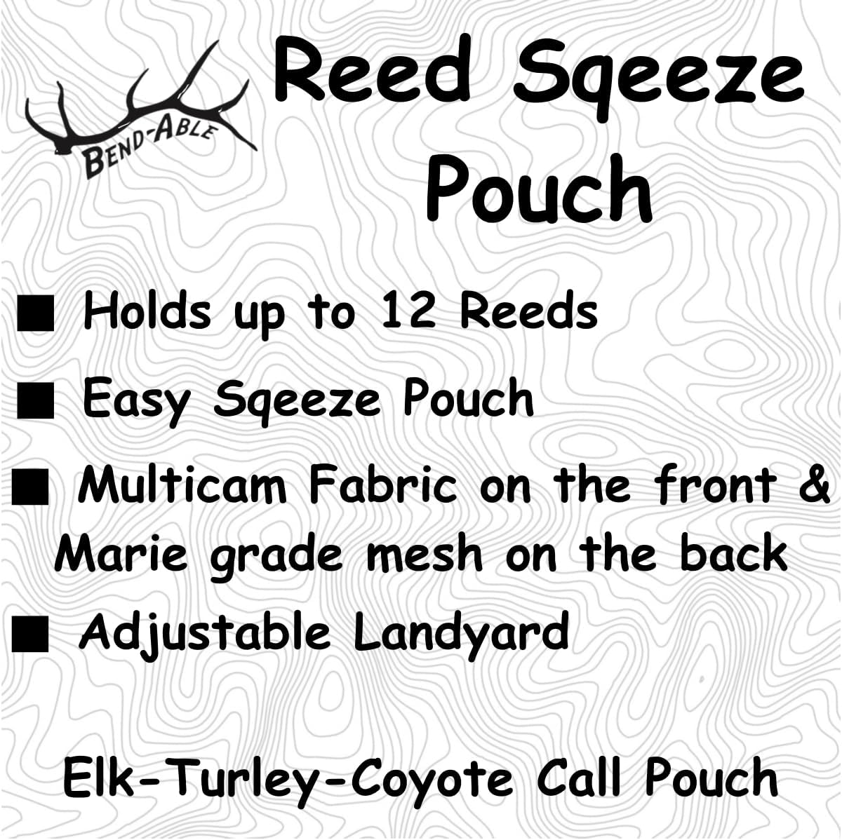 Reed Quiver Pouch - Diaphragm Mouth Call Holder for Elk, Turkey & Coyote Hunting | Quick-Access Design | Multicam Color | Breathable Mesh Back