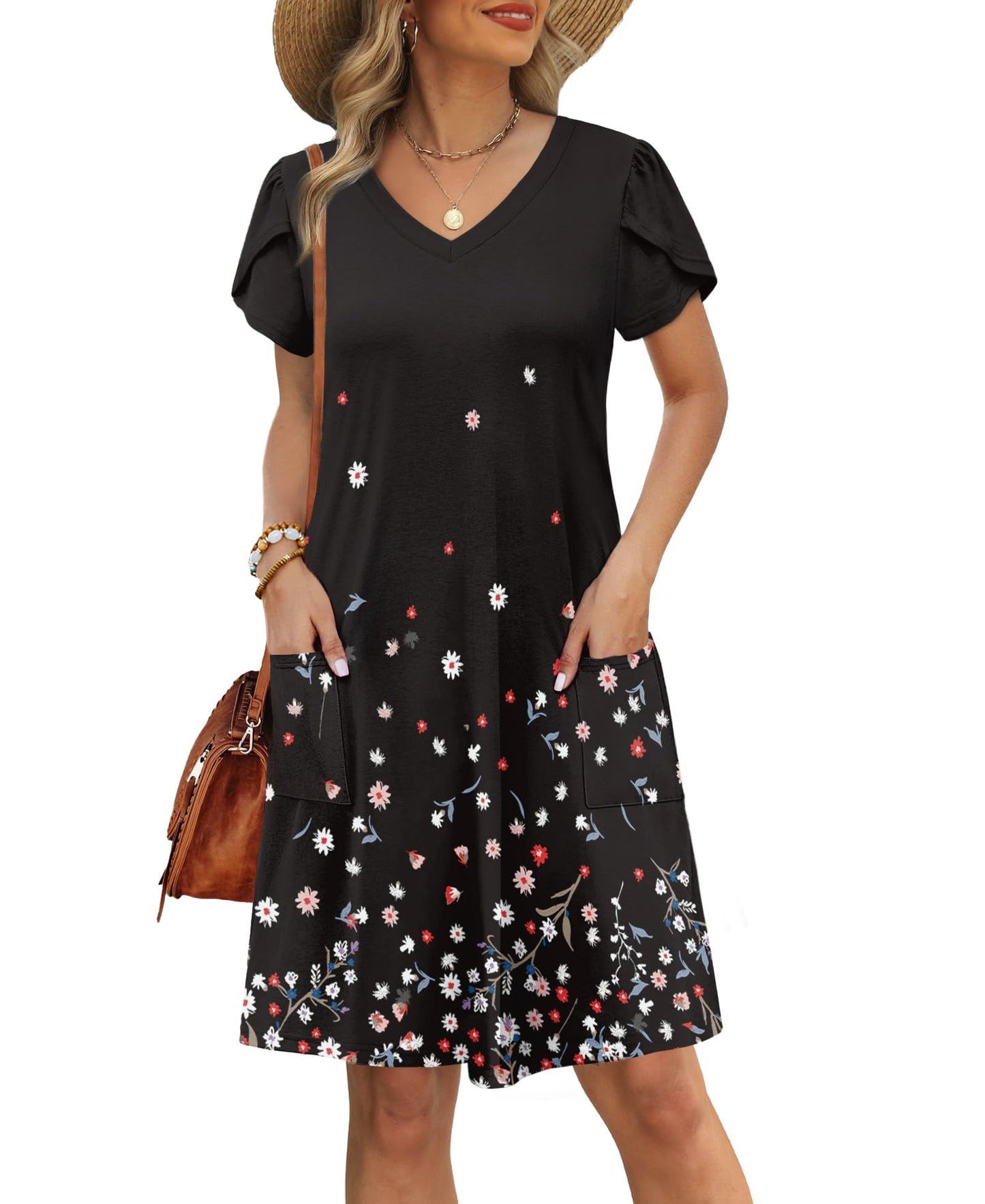 OFEEFAN Womens Summer Fall Dresses 2026 Tshirt Loose Homecoming Sundresses Beach Vacation Clothes Boho Outfits Print 07 XL