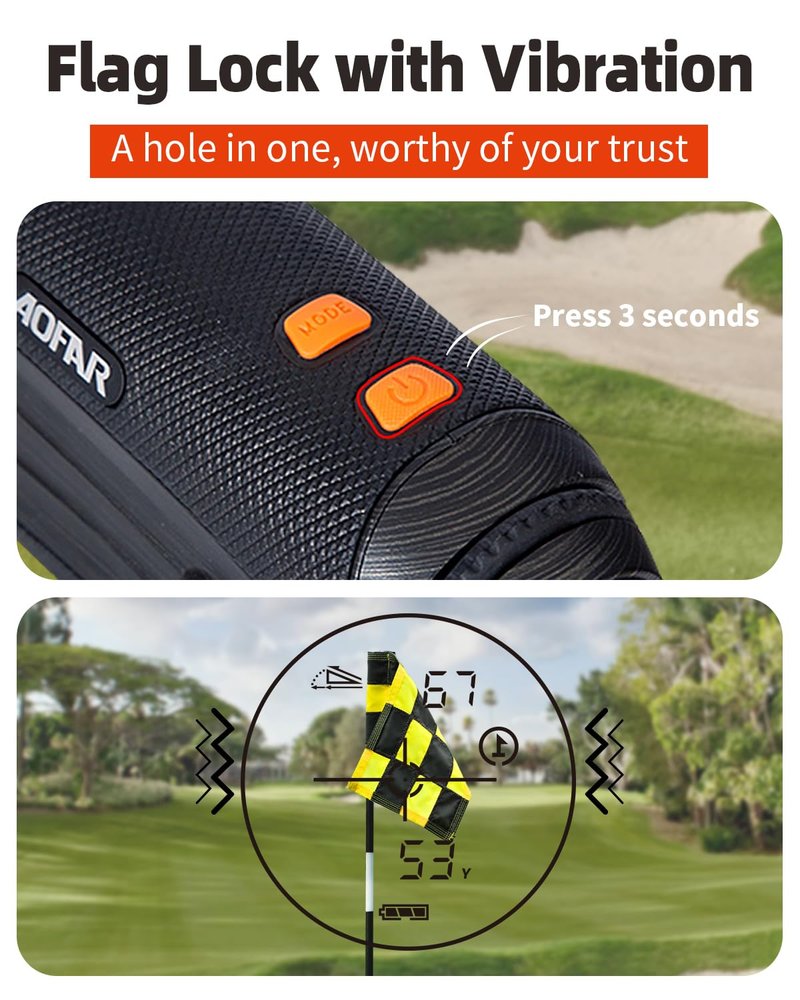AOFAR GX-2S PRO Rangefinder for Golf & Hunting with Slope and Angle Switch, Flag-Lock with Vibration, Horizontal Distance, 1000 Yards Distance Measuring Range, 6X Waterproof, Free Battery