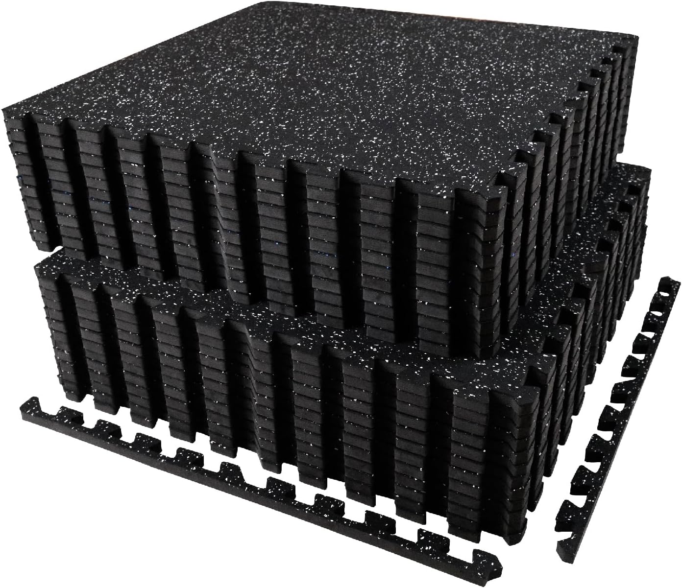 AIRHOP Exercise Equipment Mats - 0.56in Thick Interlocking Rubber Tiles | 24 x 24in, 96 Sq Ft Gym Flooring