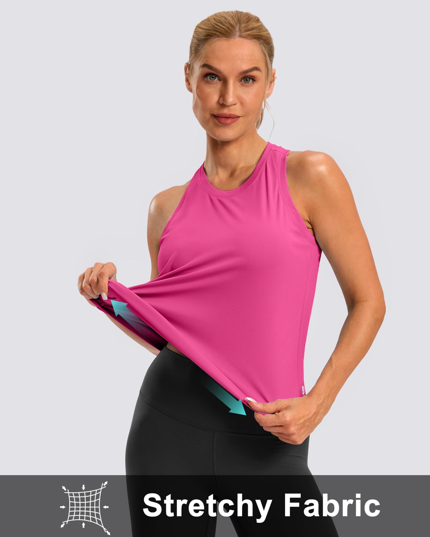G Gradual Women's Workout Tank Tops Racerback Athletic Yoga Tops Loose Fit Sleeveless Running Gym Sports Shirts for Women(Magenta,L)