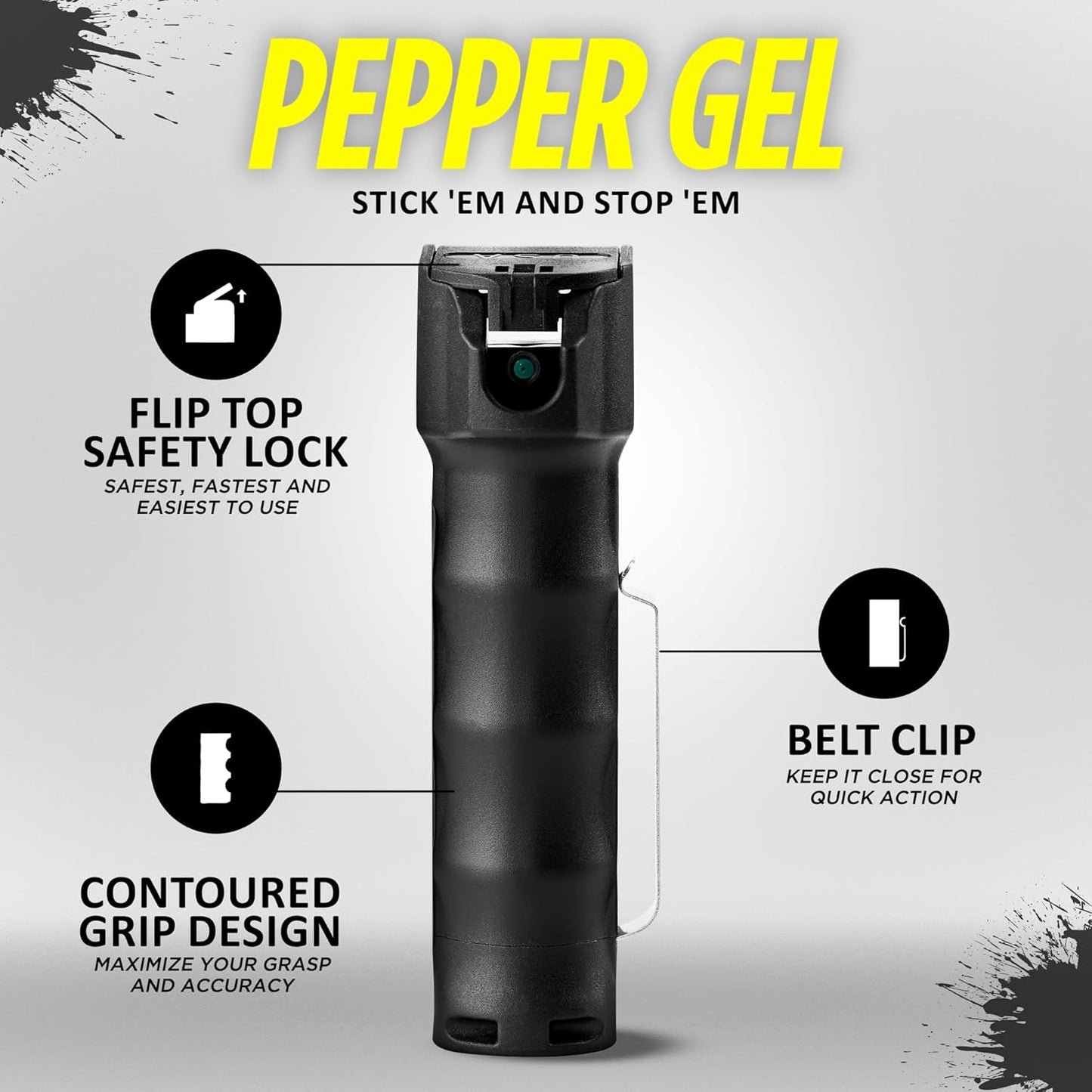 Guard Dog Security Pepper Gel - Maximum Strength Self Defense Spray | 18-Foot Range, Flip-Top Safety, Belt Clip, 3/4 oz
