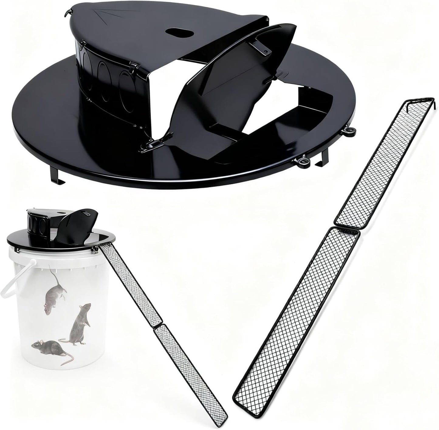 Bucket Lid Mouse Trap - Durable Metal 5 Gallon Design | Humane & Lethal Options, Auto Reset for Indoor/Outdoor Use