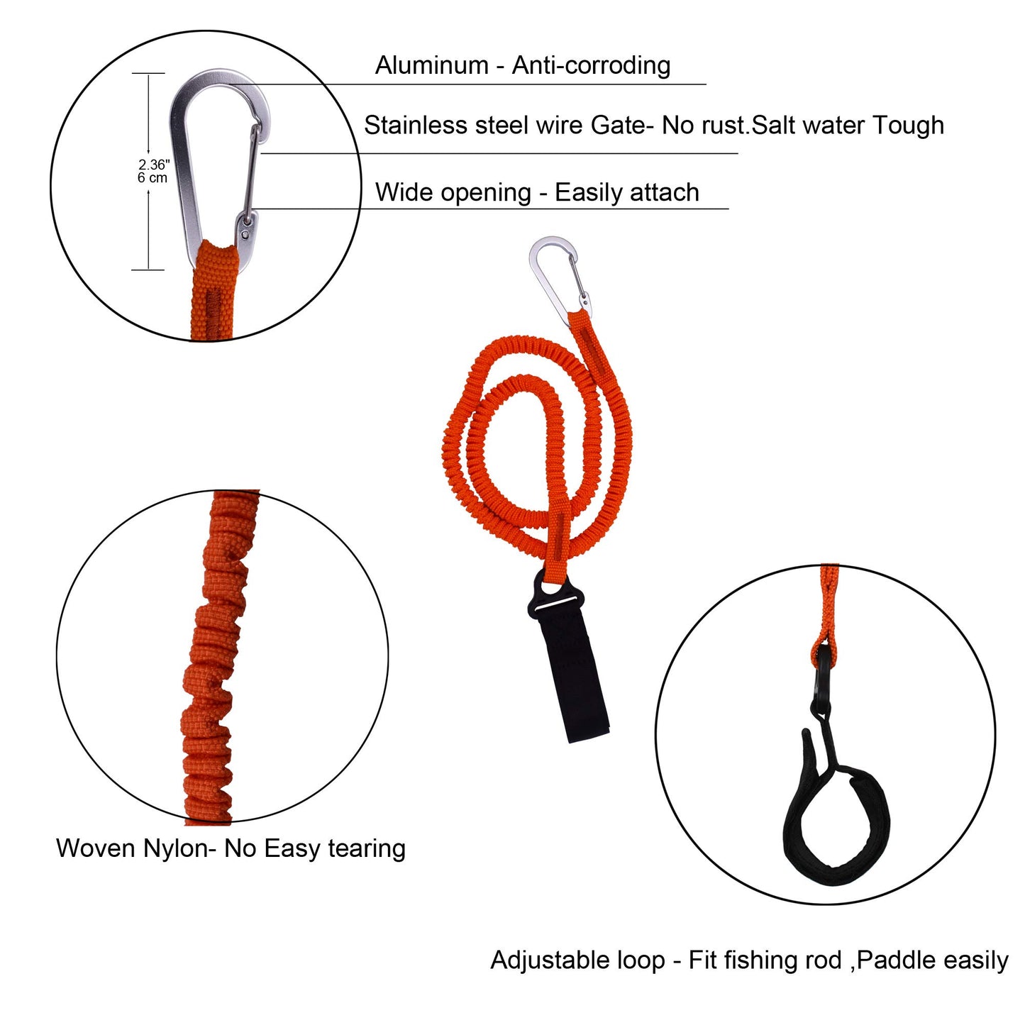 YYST Orange Paddle Leash Paddle Holder Tool Lanyard - No Paddle (Orange X 2 Pack)