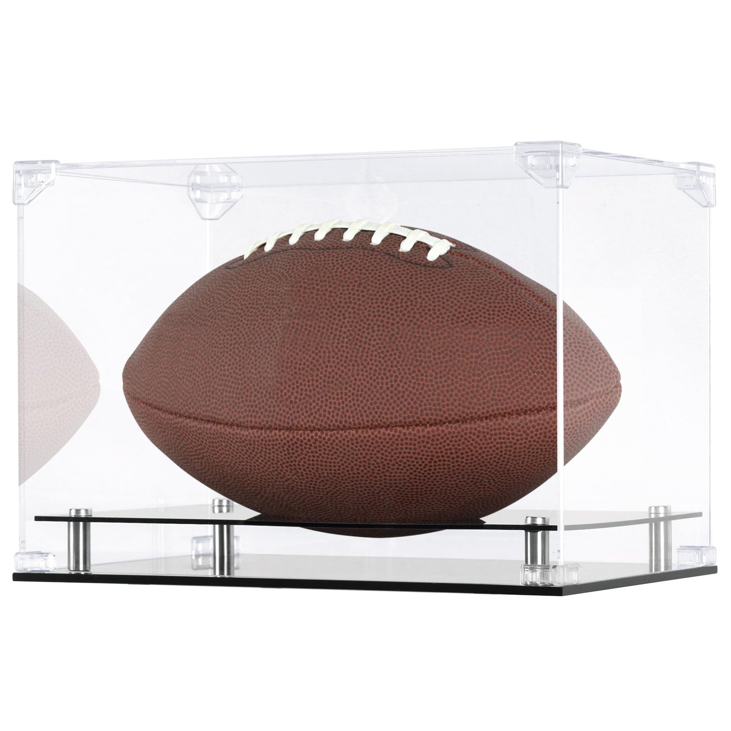 UV Protection Football Display Case Holder Stand Holder All Sides Clear Showcase (Rectangular)