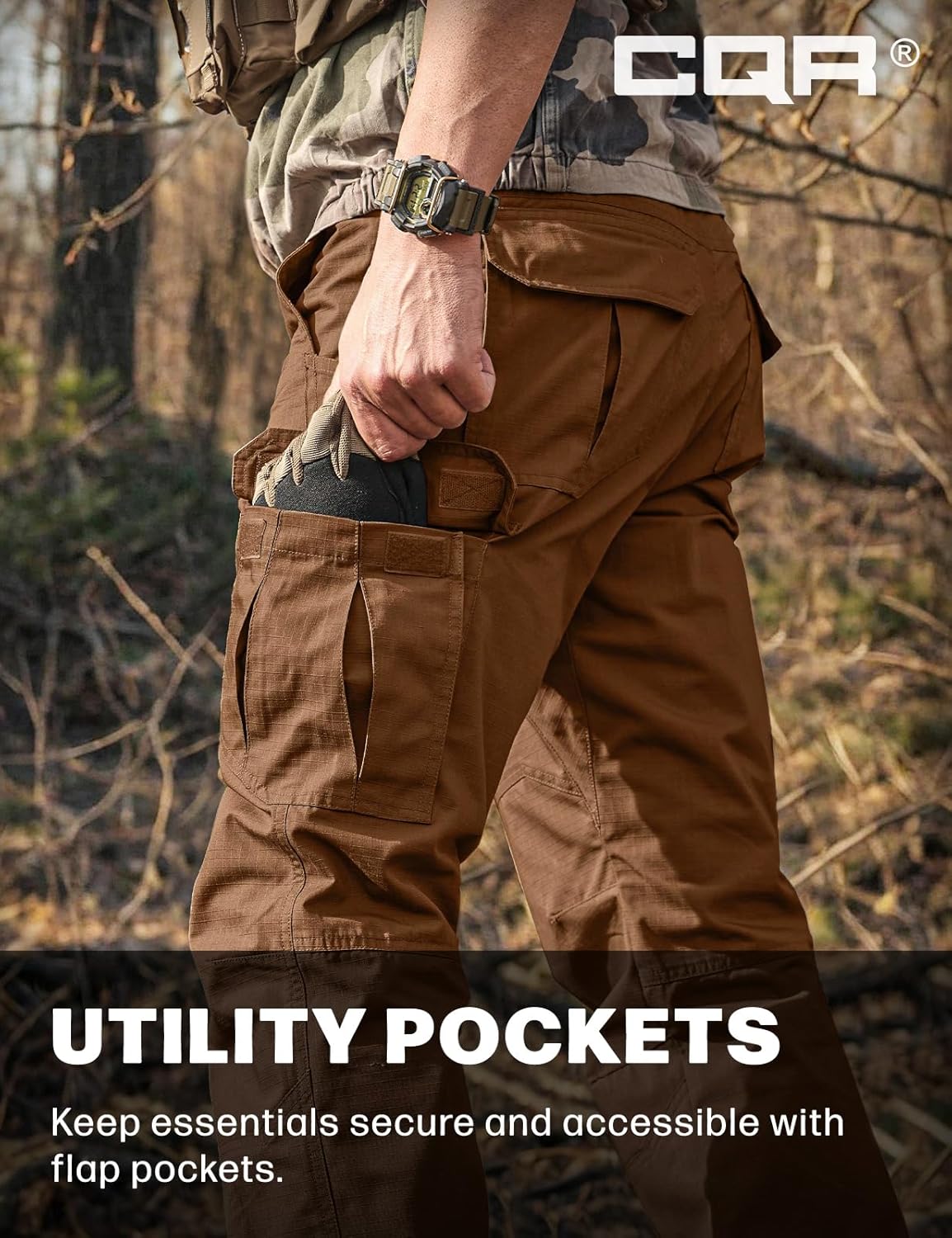 CQR Men's Tactical Pants - Lightweight Water-Resistant Cargo Pants for Hiking | EDC Outdoor Apparel