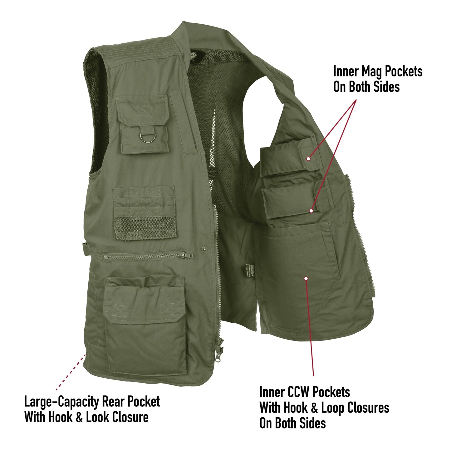 Plainclothes Concealed Carry Vest-Khaki- XX-Large