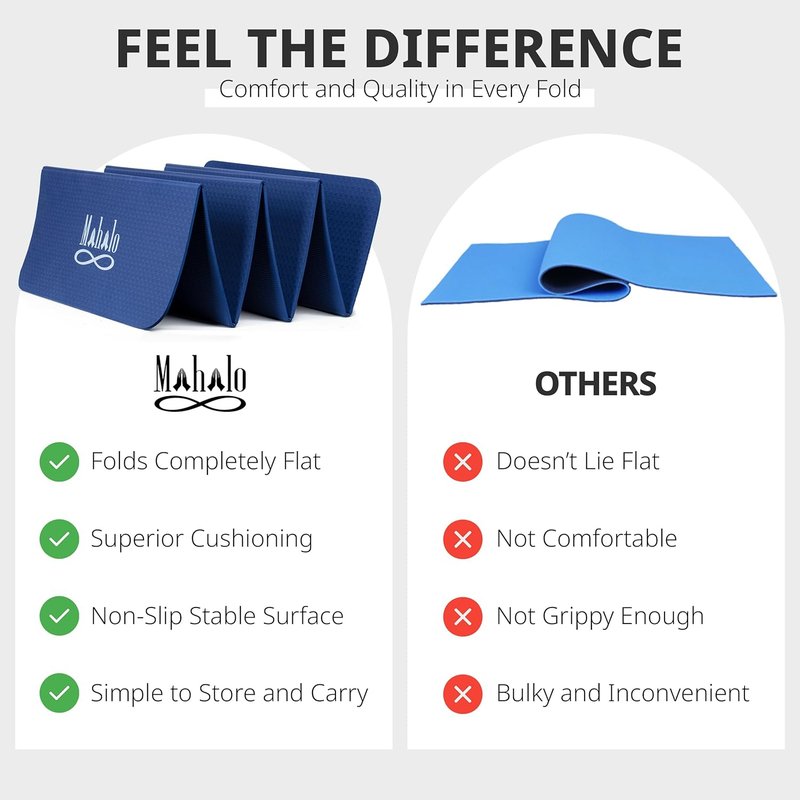 Foldable Yoga Mat - 6mm Anti-Slip Exercise Mat with Carry Bag | Perfect for Yoga, Pilates, Home Workouts