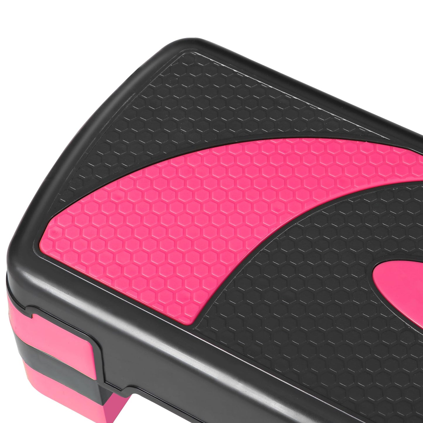 JungleA 31" Aerobic Step Platform, 3 Levels Height Adjustable Steppers For Exercise at Home Gym, Cardio Workout Step Platform Wide Bench, 4 Stackable Risers, Non Slip Fitness Stepper Up Box, Pink