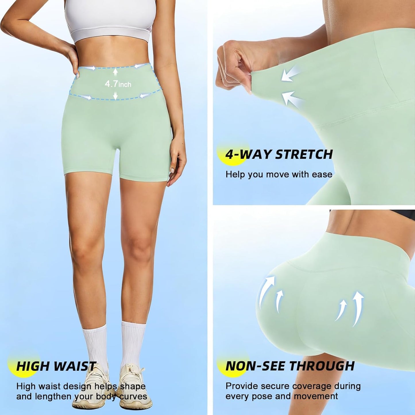 High Waisted Biker Shorts for Women - Tummy Control Fitness & Workout Yoga Shorts | 5" Inseam