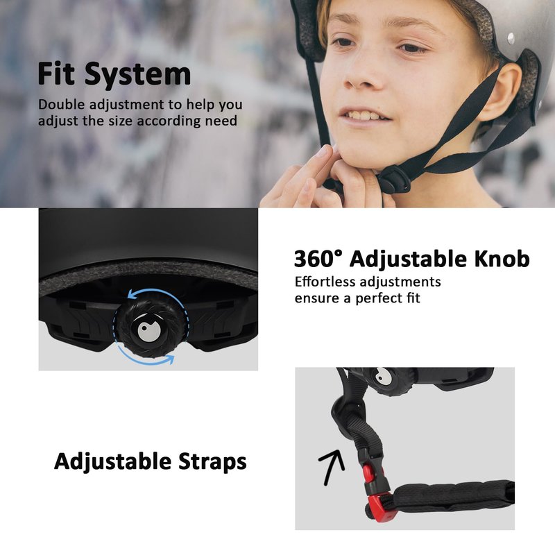 Skateboard Bike Helmet for Adults Women Men Youth Kids (2-3-5-8-14+ Years Boys Girls) - Lightweight Multi-Sport Adjustable Helmets for Bicycle Skateboard Scooter Skate Cycling