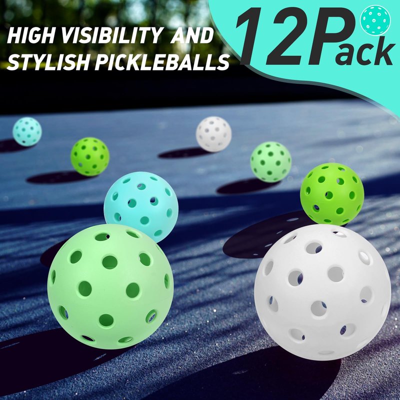YOOWIND Pickleball Balls, 12 Pack 40 Holes Outdoor Pickleball Balls, Perfectly Balanced, High Elasticity and Durable Pickleballs for Beginners and Professional (Creamy White, 12 Pack)