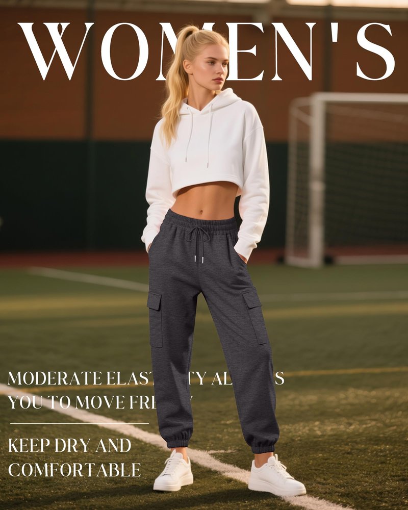 Neer 3 Pack Women's Cargo Sweatpants Joggers Pants Causal Gym Athletic Workout High Waist Bottom Y2k Fall Outfits with Pocket(Black, Dark Grey, Light Grey,Small)