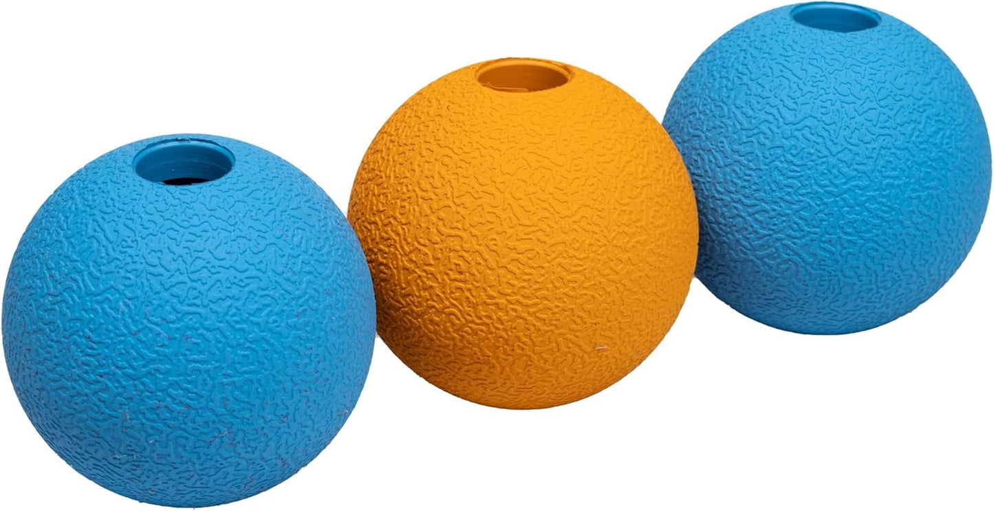Interactive Bouncy Rubber Dog Toy Balls - Durable 2.5 Inch Pet Balls | Blue & Orange, Pack of 3