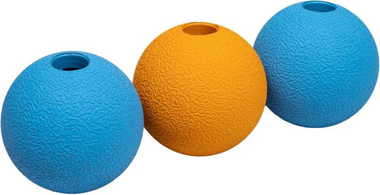 Interactive Bouncy Rubber Dog Toy Balls - Durable 2.5 Inch Pet Balls | Blue & Orange, Pack of 3