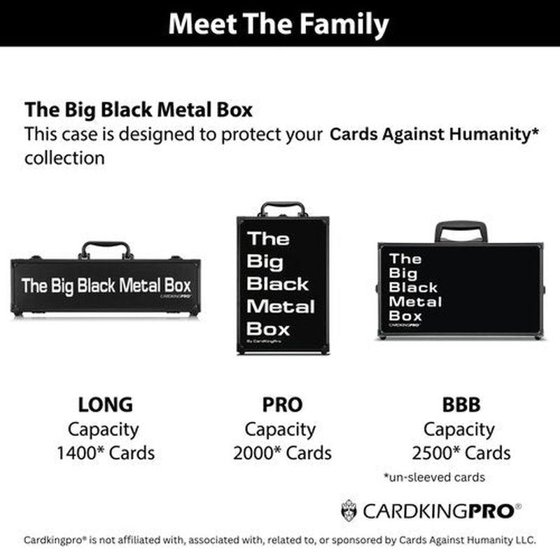 The Big Black Metal Box (BBB Edition) | Case Is Compatible with Cards Against Humanity, All Standard Card Games (Game Not Included) | Includes 8 Dividers | Fits up to 2500 Loose Unsleeved Cards, Boks