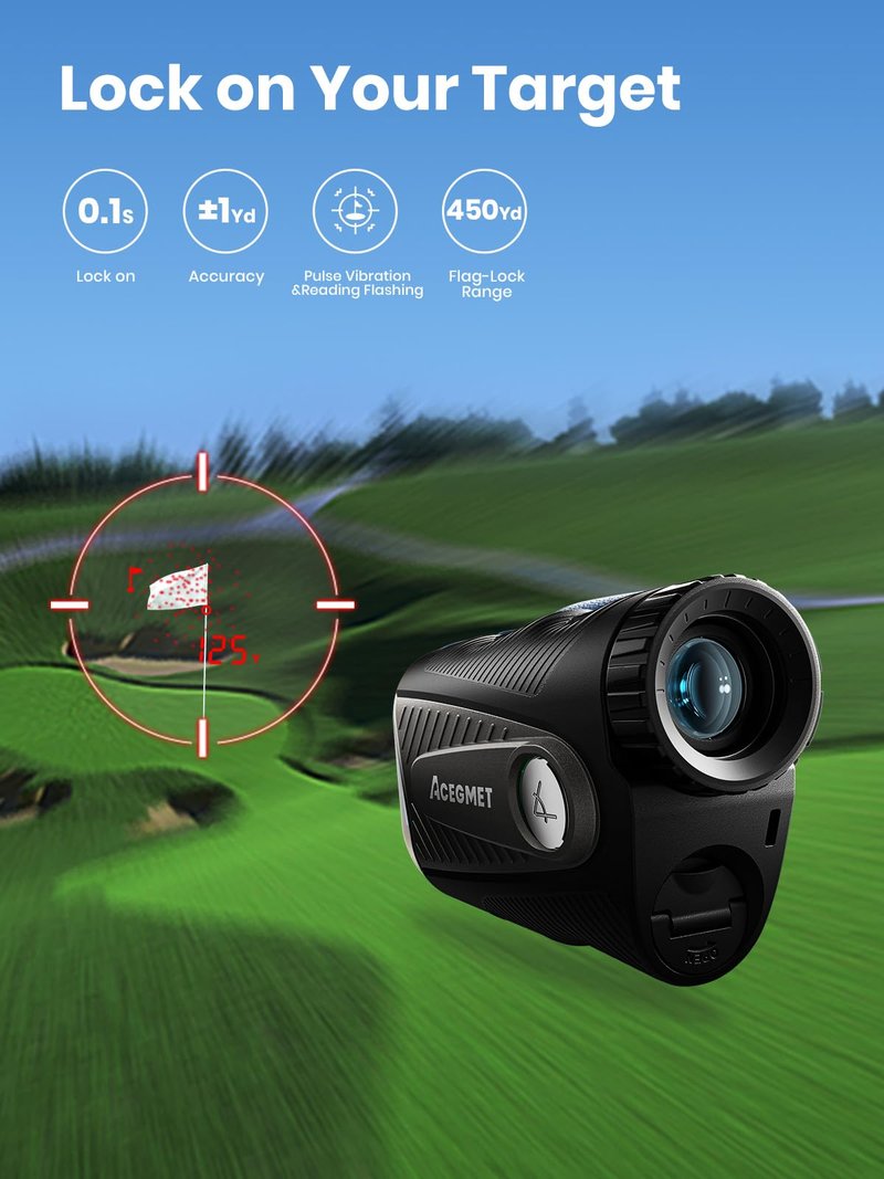 ACEGMET PF2C Golf Rangefinder with Slope, 0.3s Flag Pole Locking Vibration, ±1yd Accuracy, 1100 Yards Rechargeable Laser Range Finder Golf with Magnetic, Golf Accessories for Men