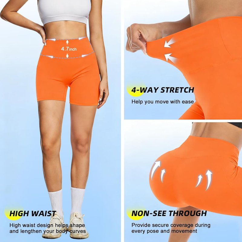 High Waisted Biker Shorts for Women - Tummy Control Fitness Workout Yoga Gym Shorts | 5" Inseam