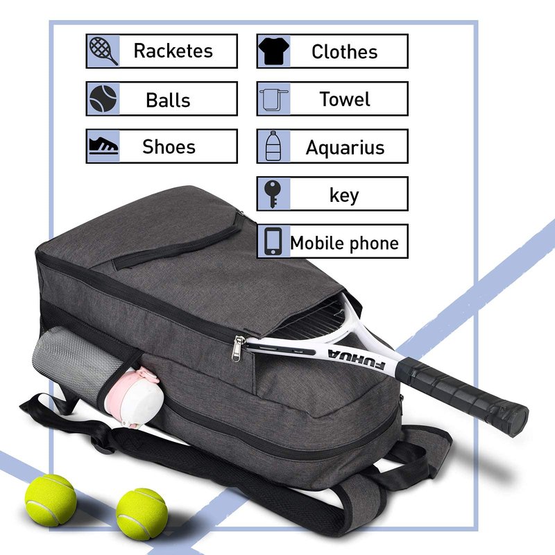 Tennis Bag Tennis Backpack - Tennis Bags for Women and Men to Hold 1 or 2 Tennis Rackets/Racquets, Multifunctional Sports Bag