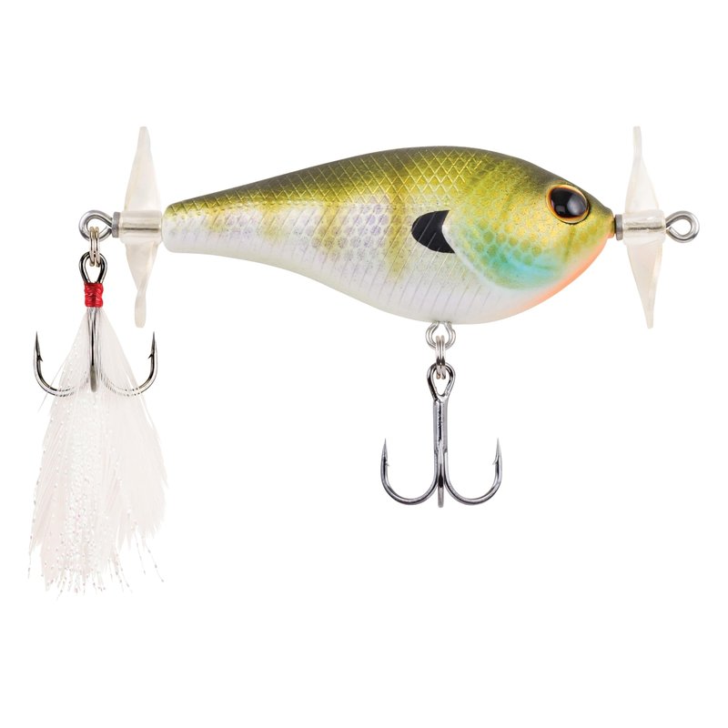 Berkley Spin Bomb Topwater Fishing Lure, Black Chrome, 2/5 oz, | 60mm, Spins at Slower Speeds with Maximum Spray, Equipped with Sharp Fusion19 Hook