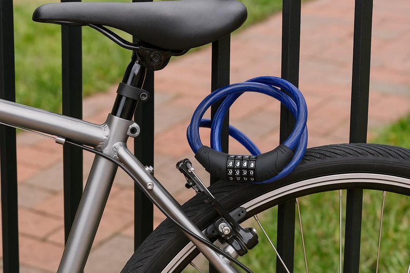 Bike Lock Cable 4 Ft Resettable Combination Bicycle Lock 10mm Steel for Bikes Scooters Gates Outdoor Use Blue