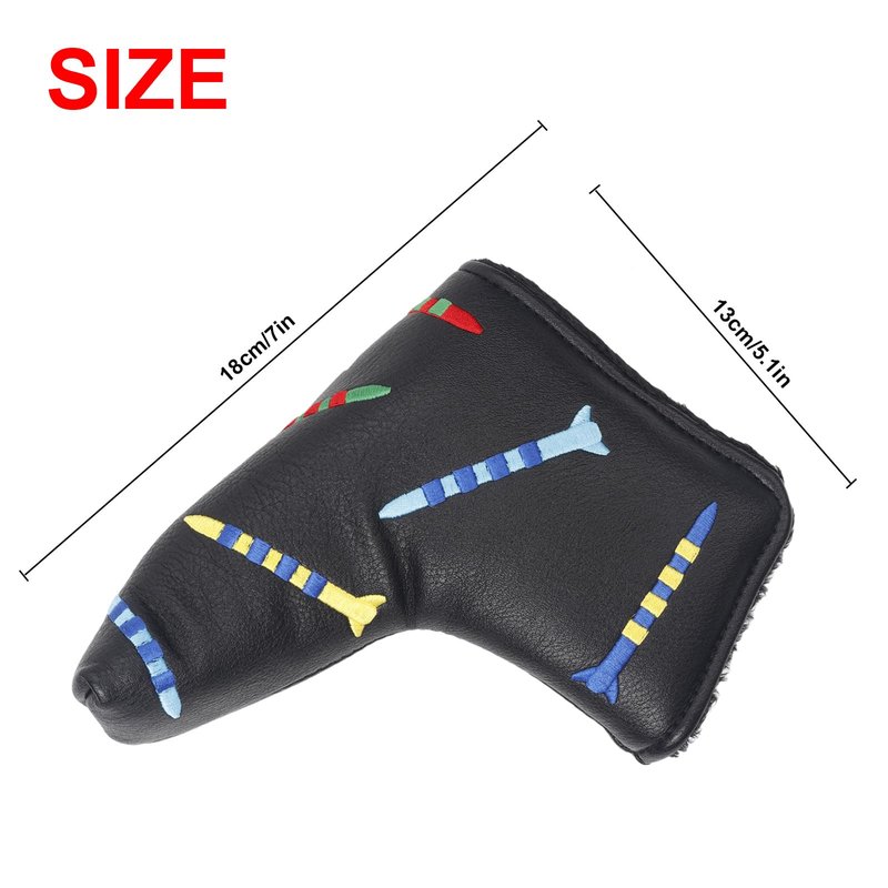 Andux PU Striped Tees Pattern Putter Cover Golf Putter Head Covers (Blade, Black)