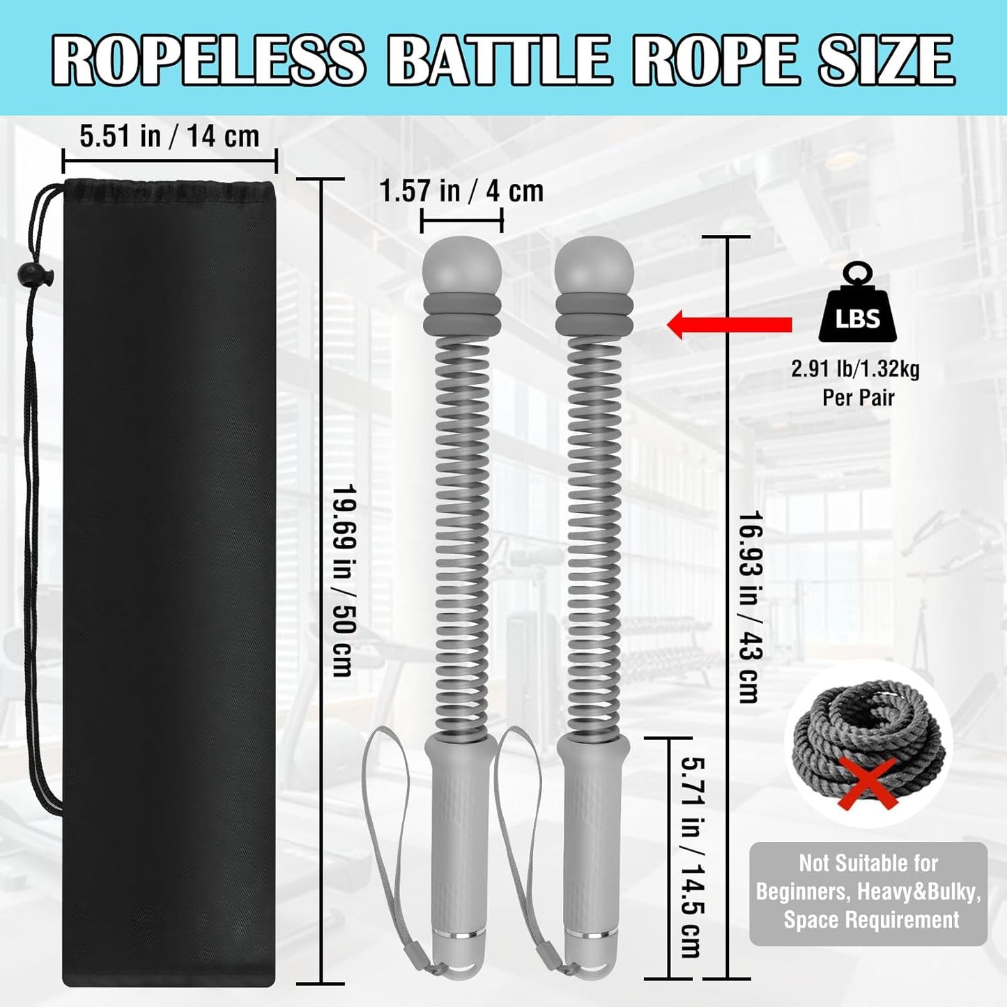 Ropeless Battle Ropes - Adjustable Weighted Rings for Home Gym | Cordless HIIT & Strength Training Equipment
