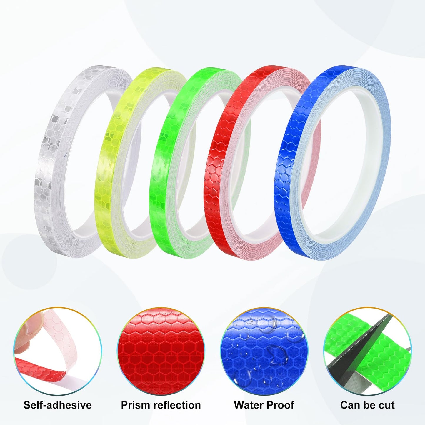 HARFINGTON 3 Rolls Reflective Tape 0.4" x 315" High Visibility Reflective Adhesive Stickers Outdoor Waterproof for Trailer Trucks Bike Car Motorcycle Helmet Mailbox, Silver