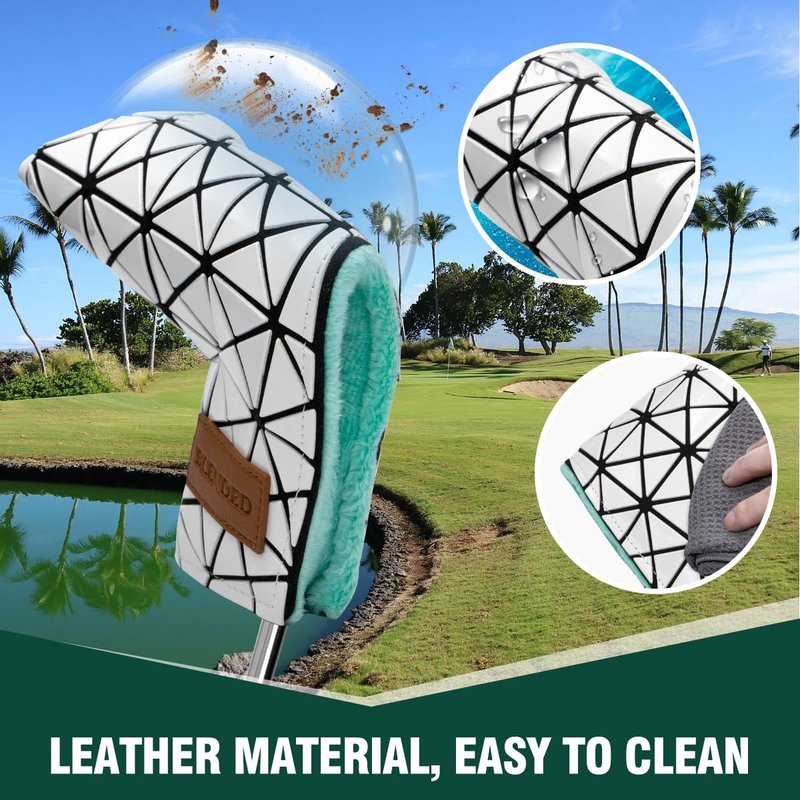 BAIRBRE Golf Putter Covers,Blade Putter Cover Mallet Putter Haedcovers Leather Golf Club Covers Putter Headcover with Magnetic for Scotty Cameron Taylormade Titleist Odyssey,White
