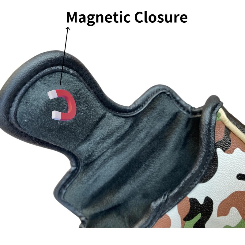 CAMO Style Golf Square Mallet Putter Head Cover Synthetic Leather Golf Putter Cover Magnetic for Mallet Style Putters Golf Accessories for Men Golfers