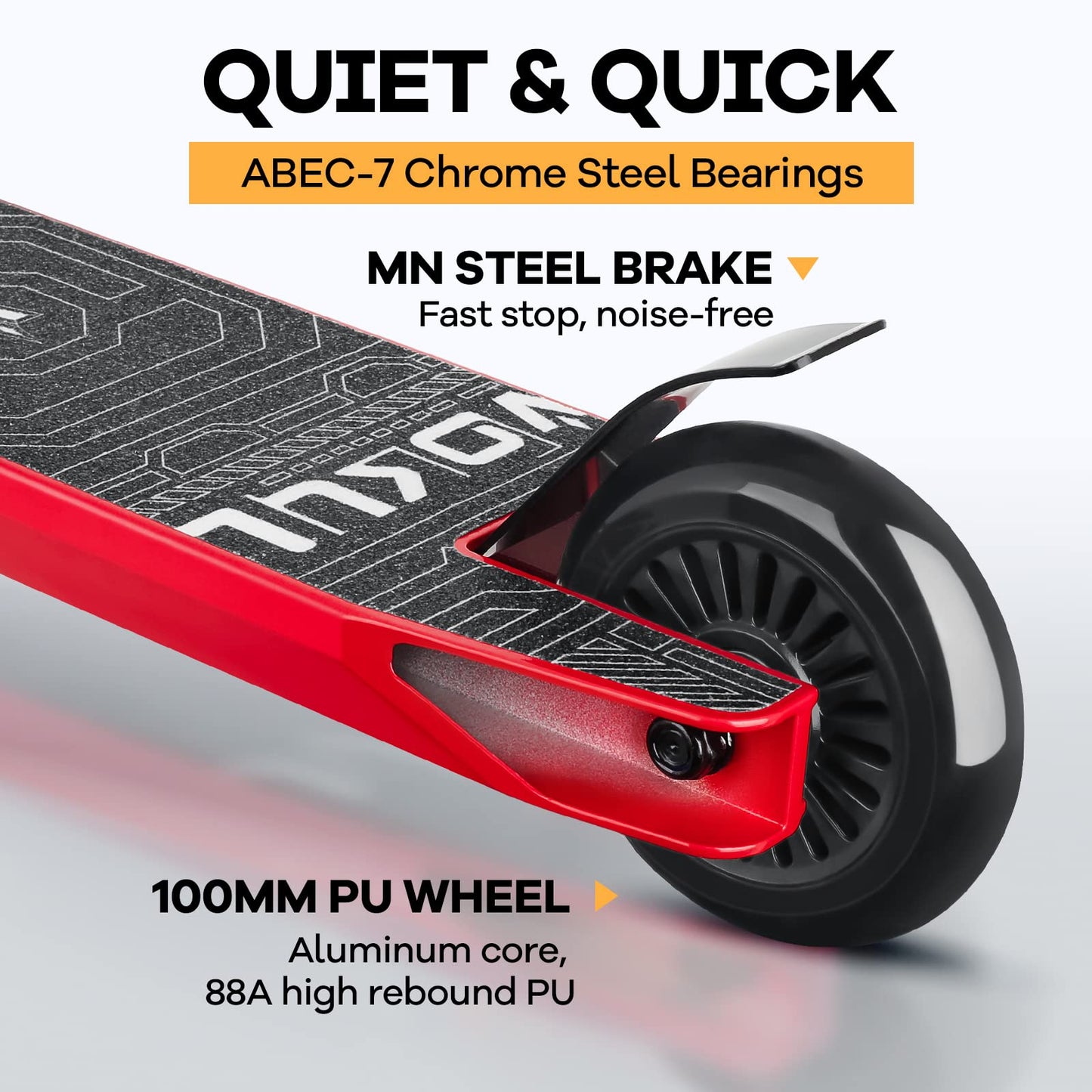 VOKUL Complete Pro Scooter for Kids Boys Girls Teens Up 6 Years - Freestyle Tricks Pro Stunt Scooter (Red)